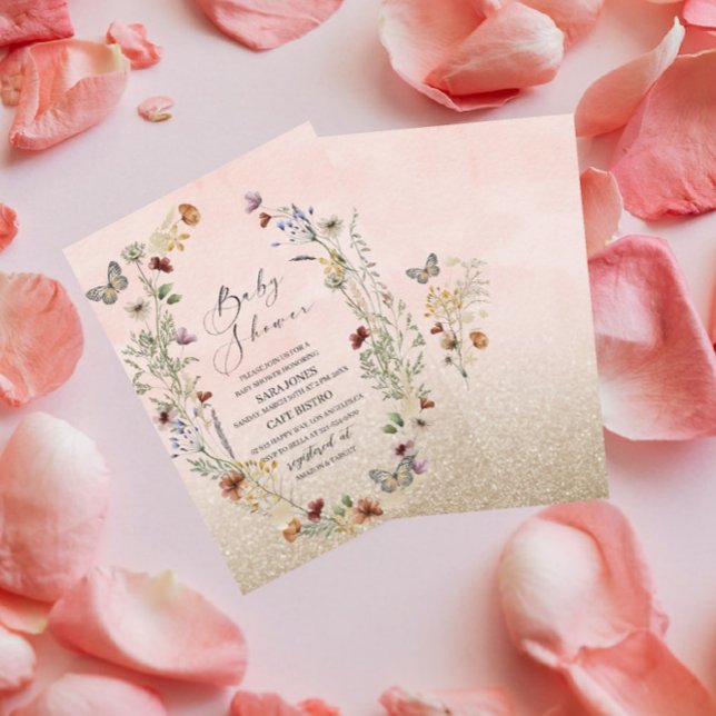 Elegant  watercolor wildflower and butterfly  Flor Invitation (Creator Uploaded)