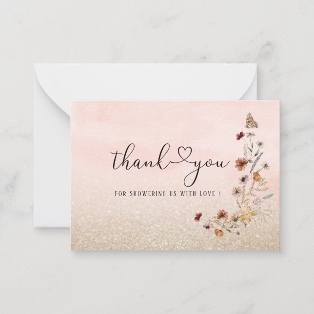 Elegant Watercolor Wildflower and Butterfly Floral Card (Front)