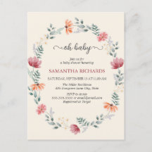 Elegant  watercolor wildflower baby shower 