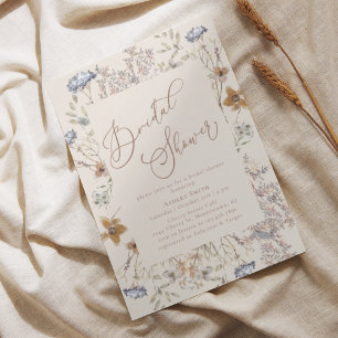 Elegant Watercolor Wildflower Bridal Shower Invitation