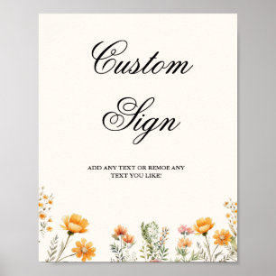 Elegant Watercolor Wildflower bridal shower  Sign