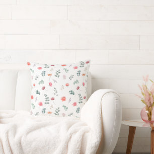 Elegant watercolor wildflower cushion