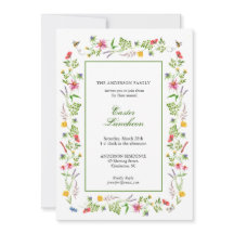 Elegant watercolor wildflower Easter Brunch Announ