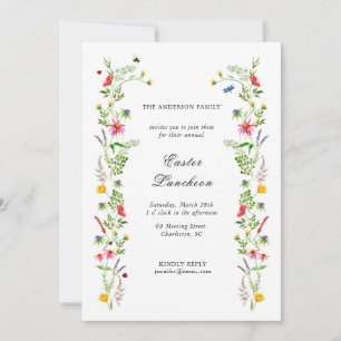 Elegant watercolor wildflower Easter luncheon Announcement