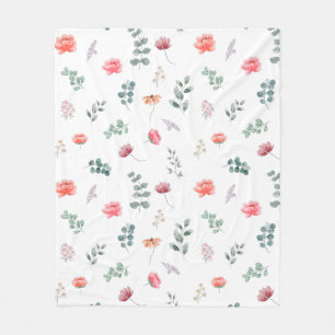 Elegant watercolor wildflower  fleece blanket