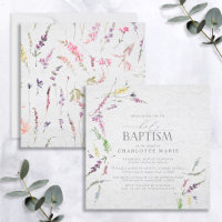 Elegant Watercolor Wildflower Floral Baby Baptism