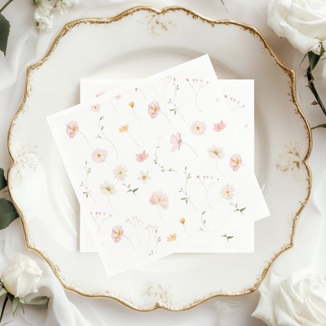 Elegant Watercolor Wildflower Floral Baby Shower Napkin (Creator Uploaded)