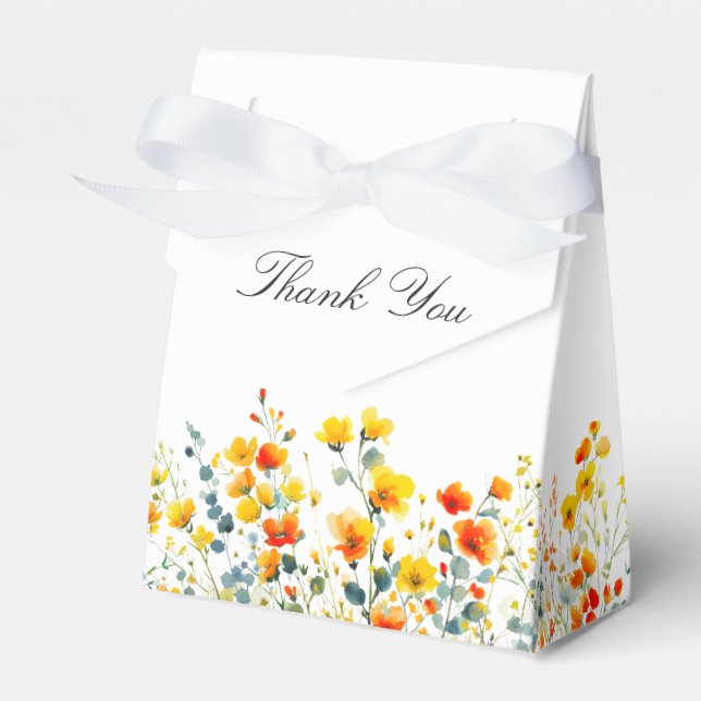 Elegant Watercolor Wildflower Floral Bridal Shower Favour Box (Front Side)