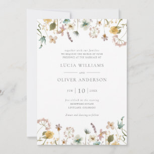 Elegant Watercolor Wildflower Floral Wedding Invitation