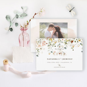 Elegant Watercolor Wildflower Garden Photo Save The Date