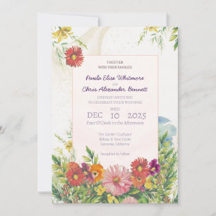 Elegant Watercolor Wildflower Garden Wedding Invitation