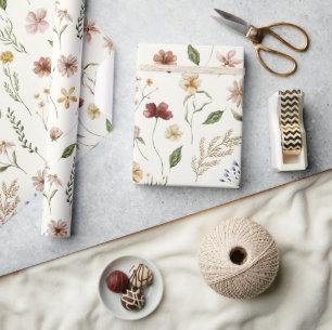Elegant Watercolor Wildflower Garden Wrapping Pape Paper