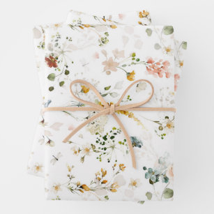Elegant Watercolor Wildflower Garden    Wrapping Paper Sheet