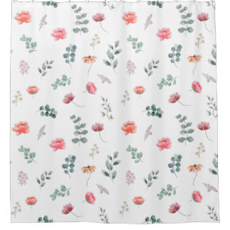Elegant watercolor wildflower shower curtain