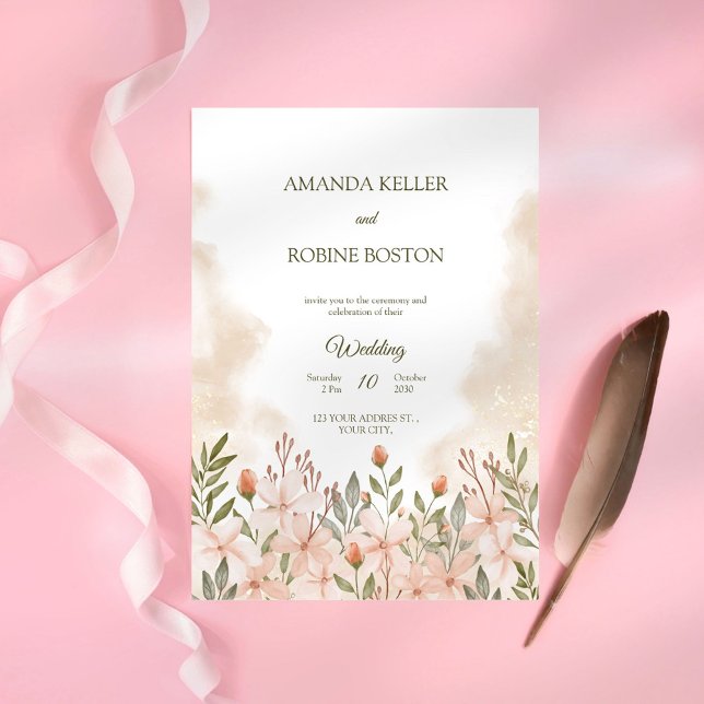 Elegant Watercolor Wildflower Wedding Invitation (Creator Uploaded)