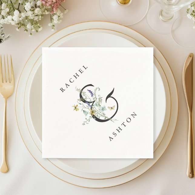 Elegant Watercolor Wildflower Wedding Napkin (Creator Uploaded)