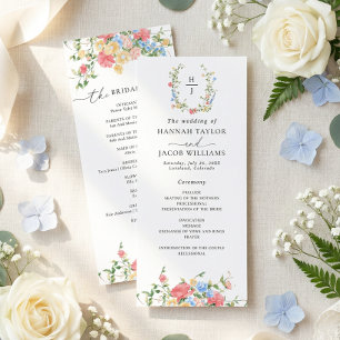 Elegant Watercolor Wildflower Wedding Program