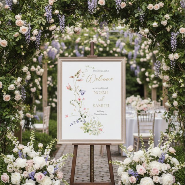 Elegant Watercolor Wildflower Wedding Welcome Poster (Creator Uploaded)