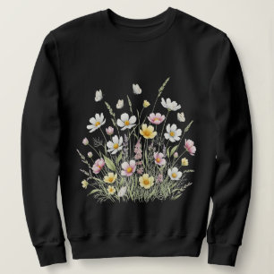 Elegant Watercolor Wildflowers and Butterflies  Sweatshirt