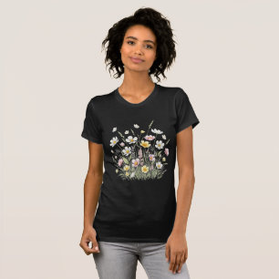 Elegant Watercolor Wildflowers and Butterflies T-Shirt