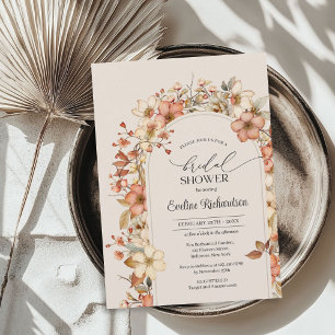 Elegant watercolor wildflowers boho arch invitation