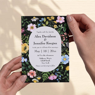 elegant watercolor wildflowers budget wedding invitation