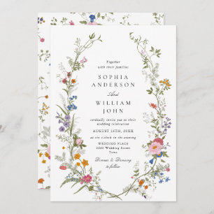 Elegant Watercolor Wildflowers Floral Wedding Invitation