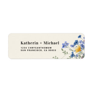 Elegant Watercolor wildflowers meadow Wedding Return Address Label