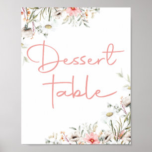 Elegant Watercolor Wildflowers Party Dessert Sign