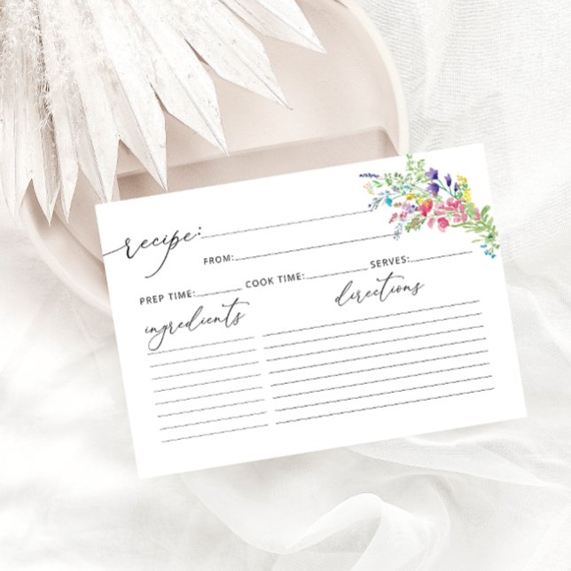 Elegant Watercolor Wildflowers Recipe Card (Creator Uploaded)