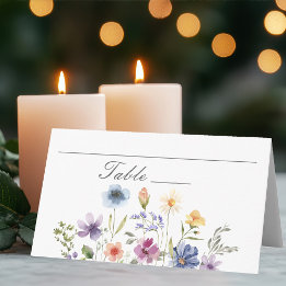 Elegant Watercolor Wildflowers Spring Wedding Place Card