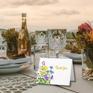 Elegant Watercolor Wildflowers Thank You  Card