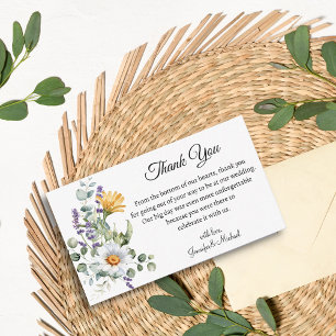 elegant watercolor wildflowers thank you wedding card