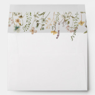 elegant watercolor wildflowers wedding envelope