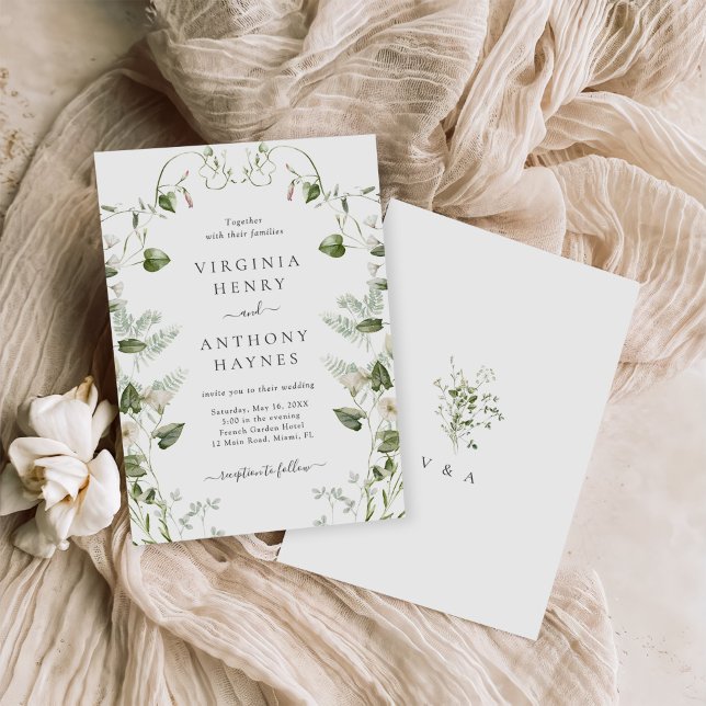 Elegant Watercolor Wildflowers Wedding Invitation (Creator Uploaded)