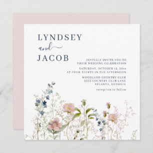 Elegant Watercolor Wildflowers Wedding Invitation