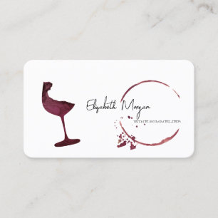 Elegant Watercolor Wine Stain Wine Glass Business Card
