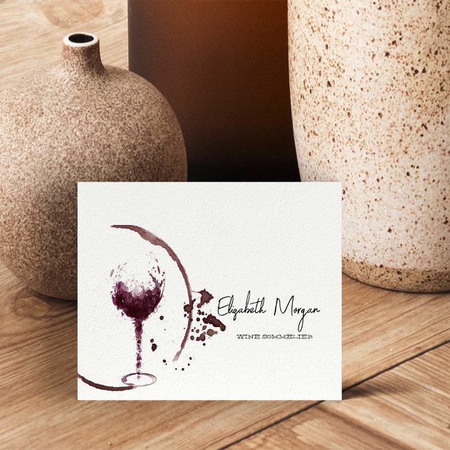 Elegant Watercolor Wine Stain Wine Glass  Business Card (Creator Uploaded)