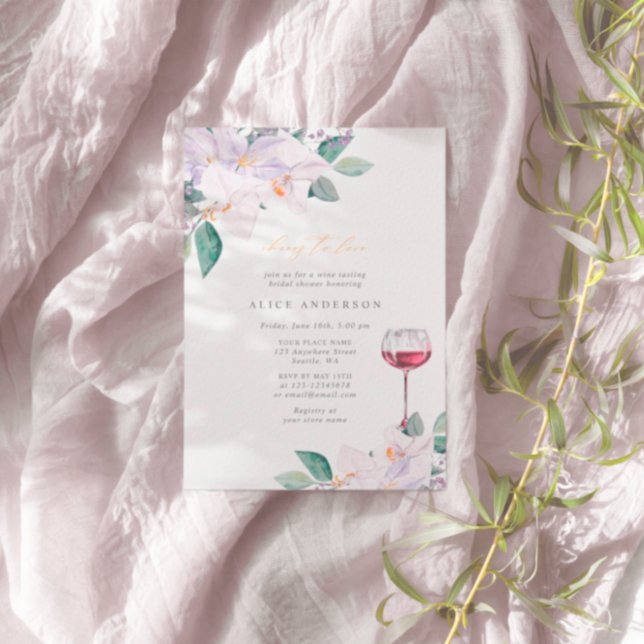 Elegant Watercolor Wine Tasting Bridal Shower  Invitation (Creator Uploaded)