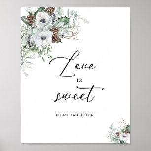 Elegant Watercolor Winter Anemones flowers bridal Poster