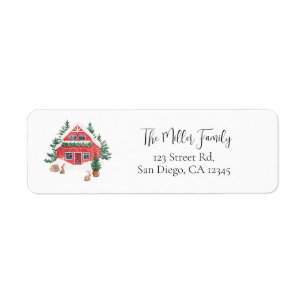 Elegant Watercolor Winter Christmas Return Address Label