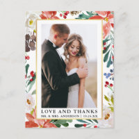Elegant Watercolor Winter Floral Love and Thanks