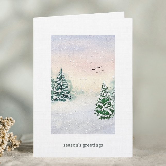 Elegant Watercolor Winter Forest Season's Greeting Holiday Card (Creator Uploaded)