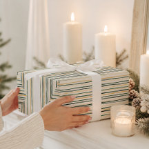 Elegant Watercolor Winter Stripe Wrapping Paper