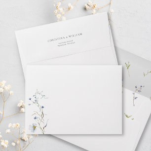 Elegant Watercolor Winter Wildflowers Wedding Envelope