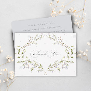 Elegant Watercolor Winter Wildflowers Wedding Thank You Card