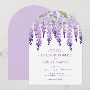 Elegant Watercolor Wisteria Floral Wedding Invitation
