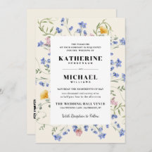 Elegant Watercolor Wldflowers Meadow RSVP Wedding