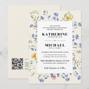 Elegant Watercolor Wldflowers Meadow RSVP Wedding Invitation