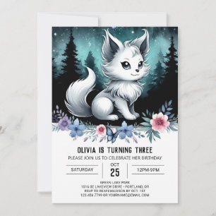 Elegant Watercolor Wolf Birthday Invitation